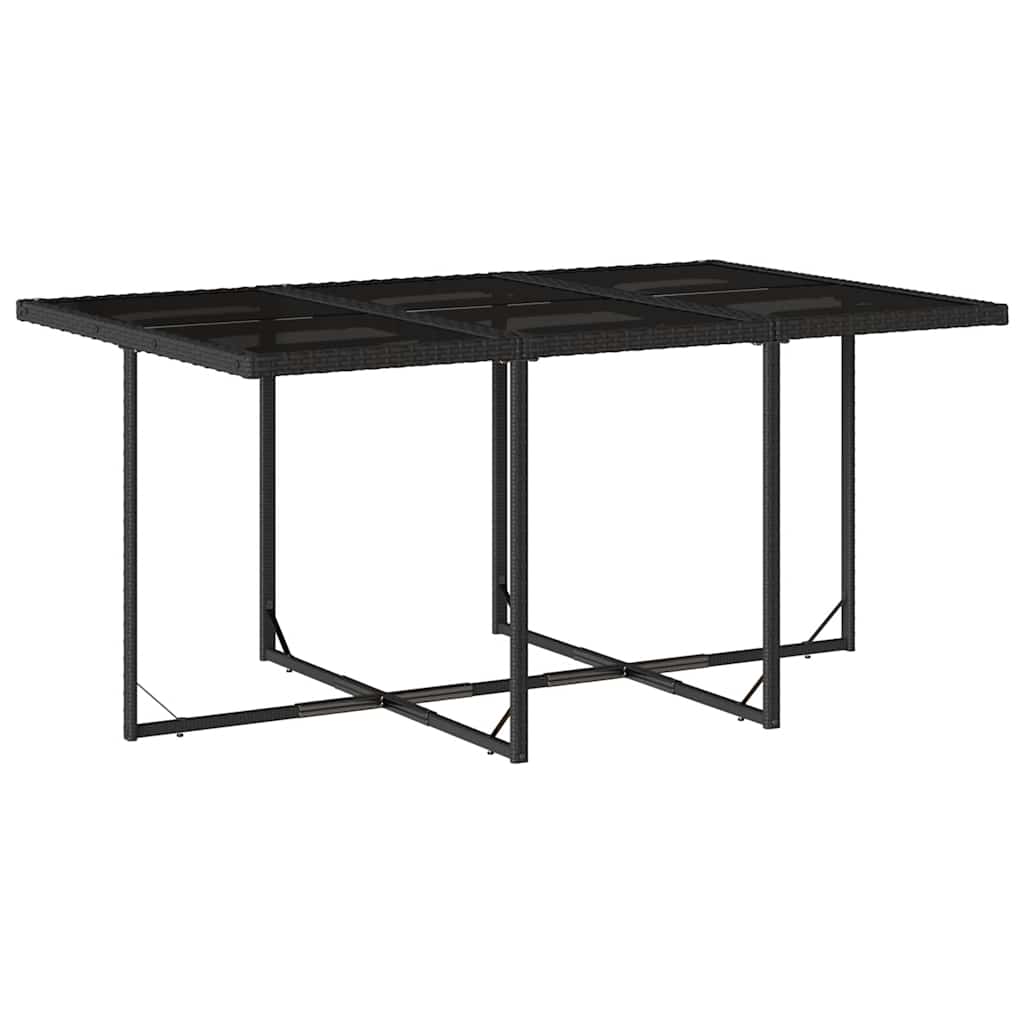 Ensemble à manger de jardin coussins 7 pcs noir résine tressée