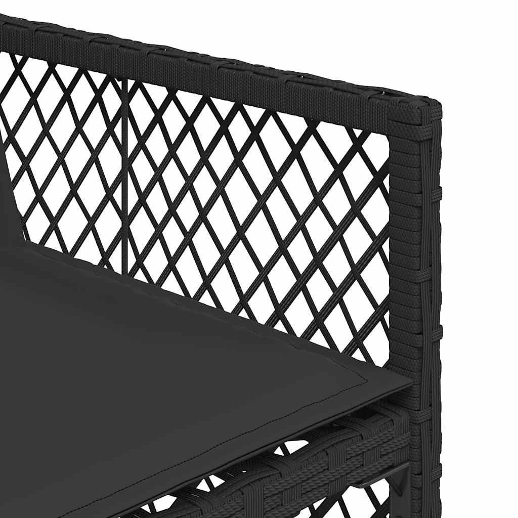 Ensemble à manger de jardin coussins 7 pcs noir résine tressée