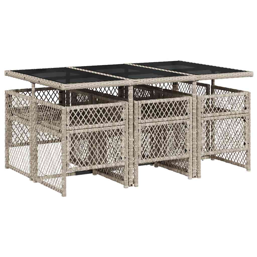 Ensemble à manger de jardin et coussins 7 pcs gris clair rotin