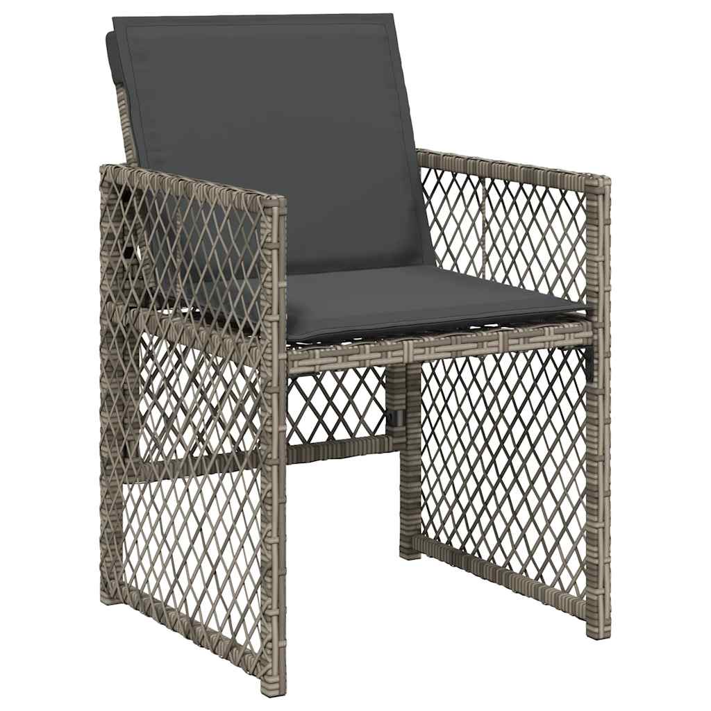 Ensemble à manger de jardin 11pcs avec coussins gris poly rotin
