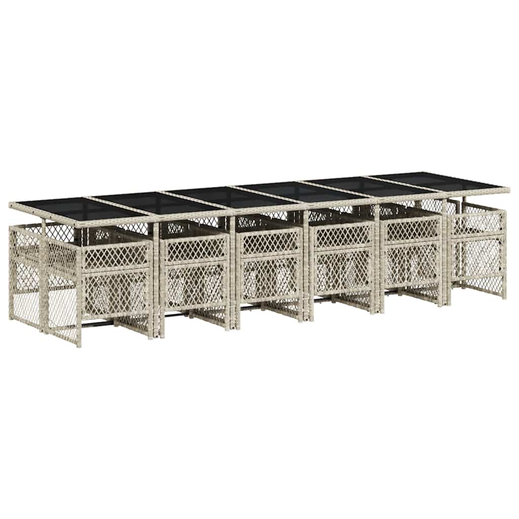 Ensemble à manger de jardin et coussins 13 pcs gris clair rotin