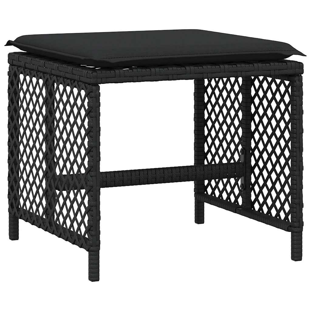 Ensemble à manger de jardin 9pcs coussins noir résine tressée