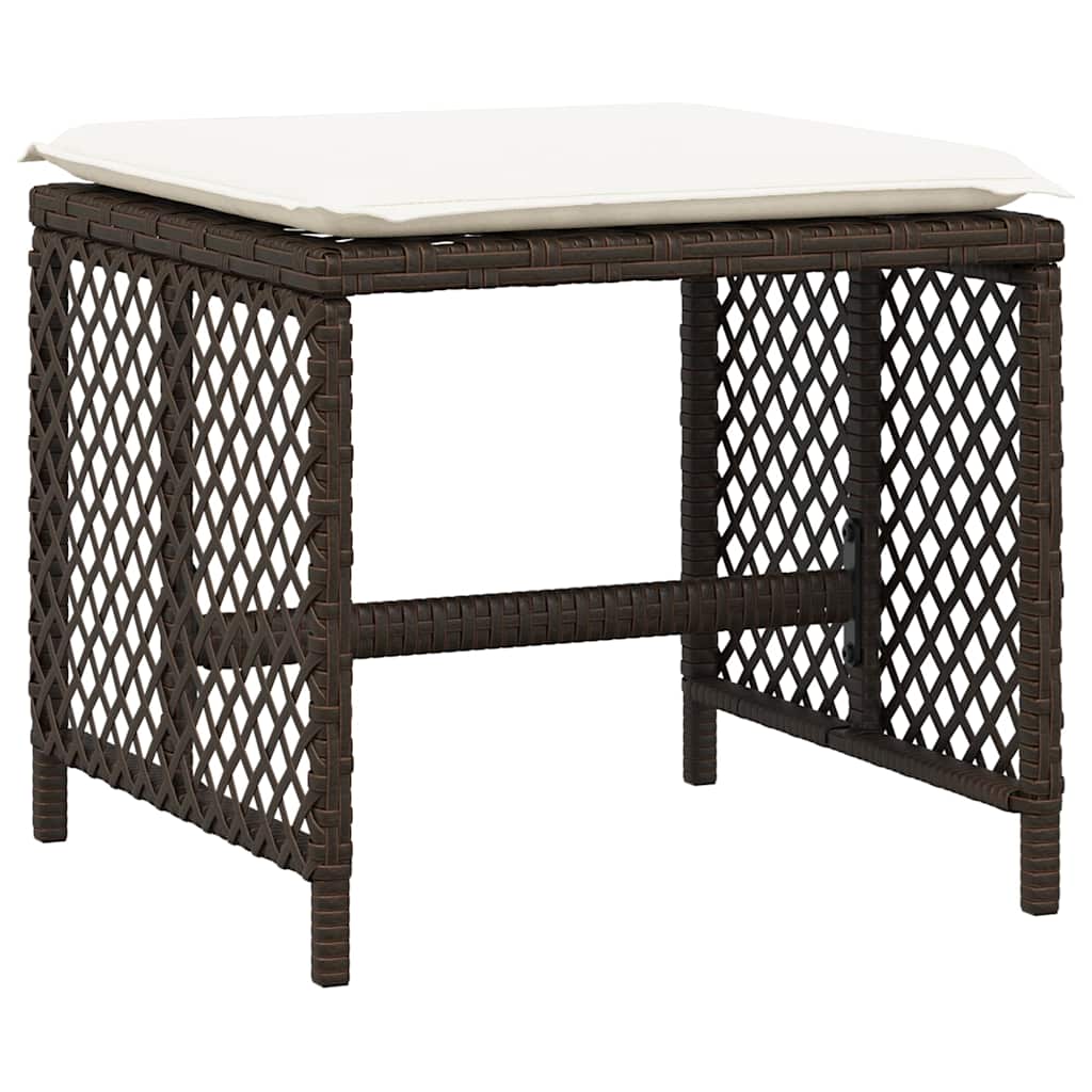 Ensemble à manger de jardin et coussins 9 pcs marron poly rotin