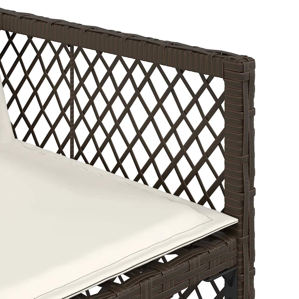 Ensemble à manger de jardin et coussins 9 pcs marron poly rotin