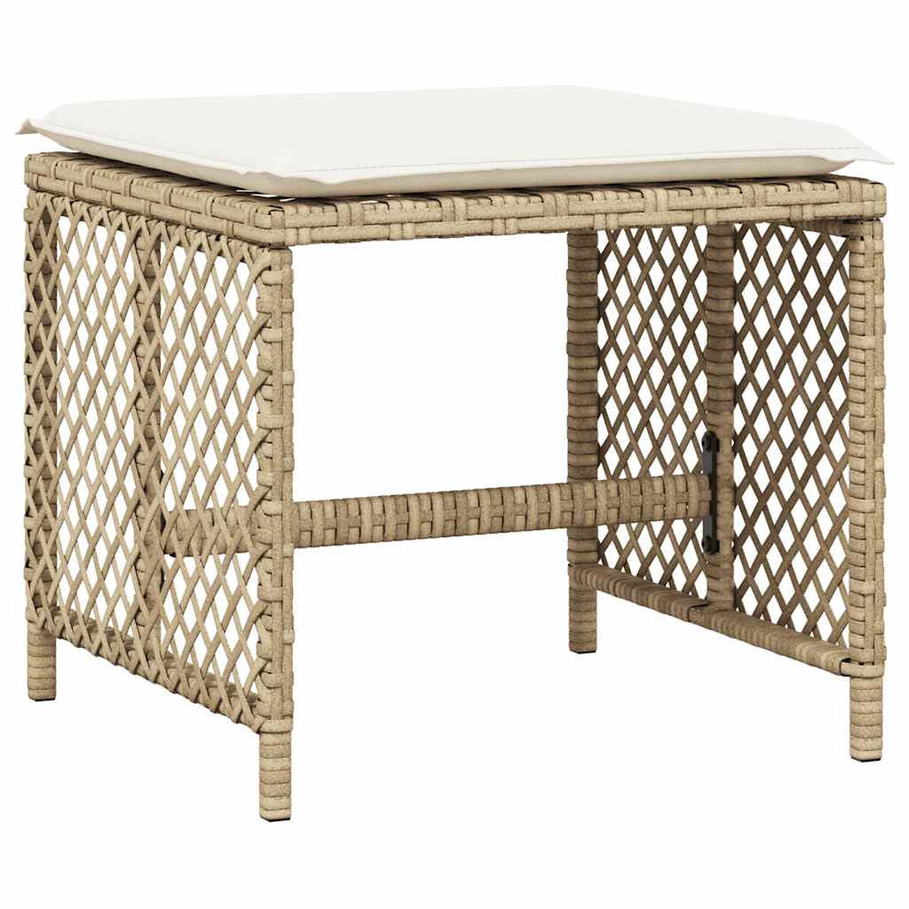 Ensemble à manger de jardin et coussins 9 pcs beige Poly rotin