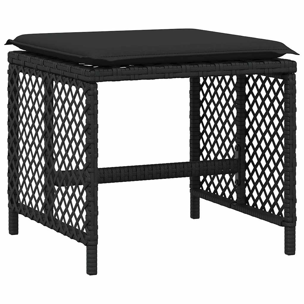Ensemble à manger de jardin 11 pcs coussins noir résine tressée