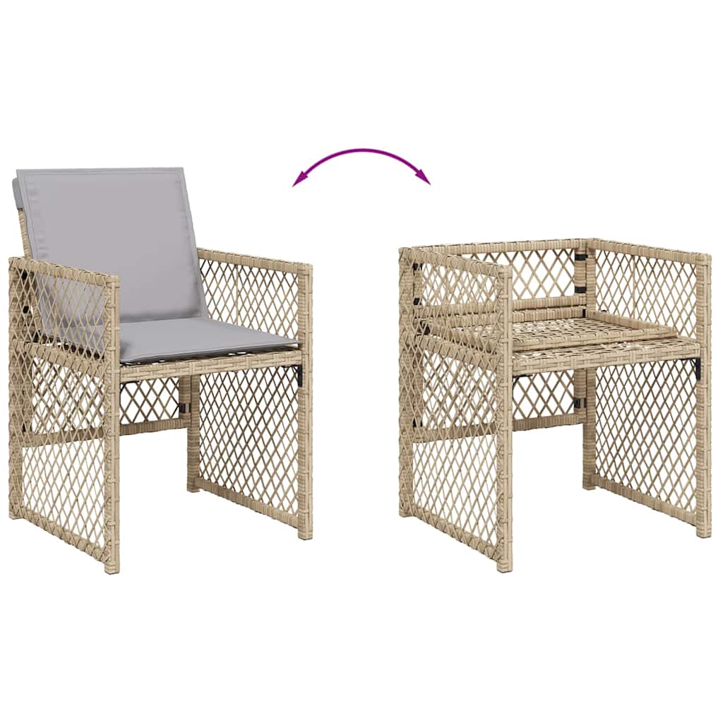 Ensemble à manger de jardin et coussins 13 pcs beige
