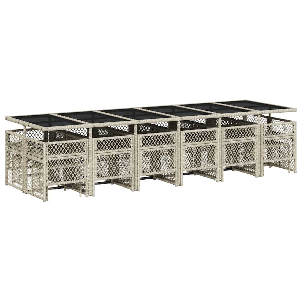 Ensemble à manger de jardin et coussins 17 pcs gris clair rotin