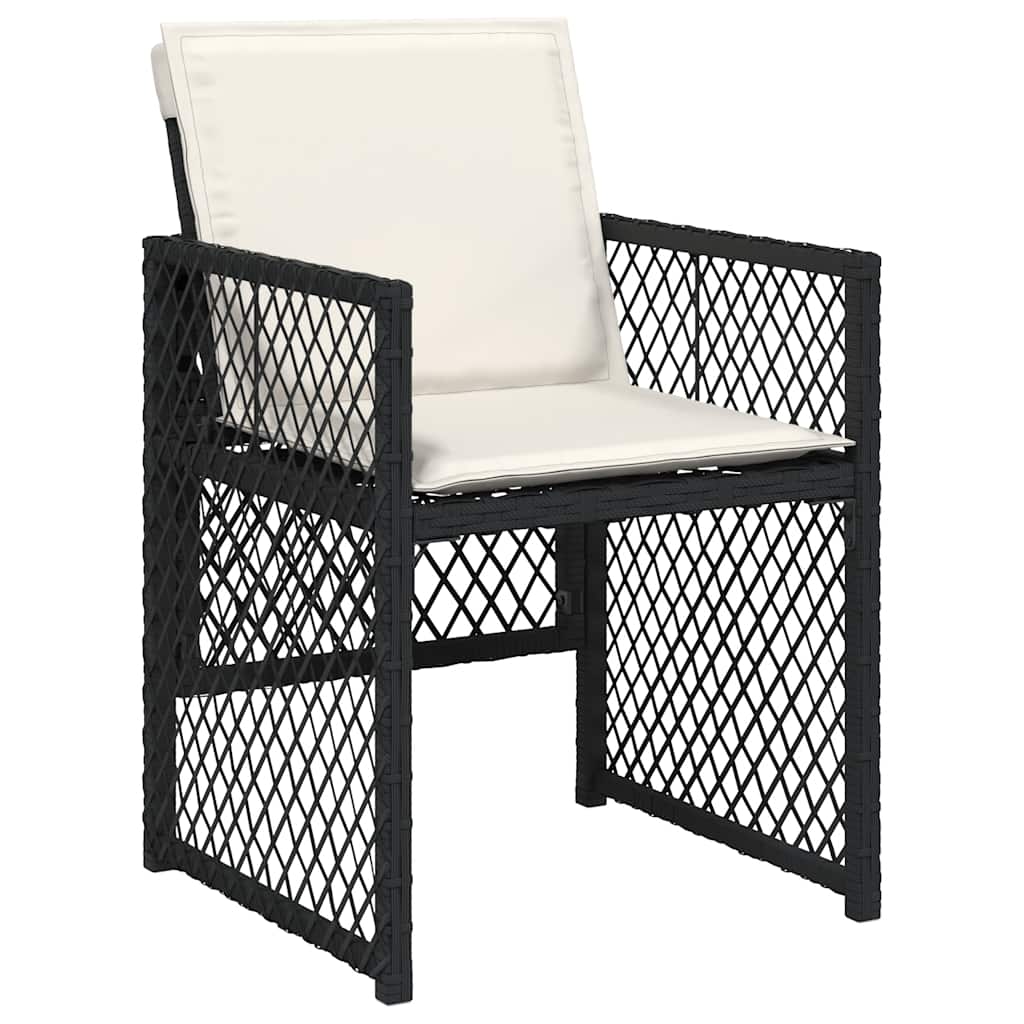 Ensemble à manger de jardin 13 pcs coussins noir résine tressée