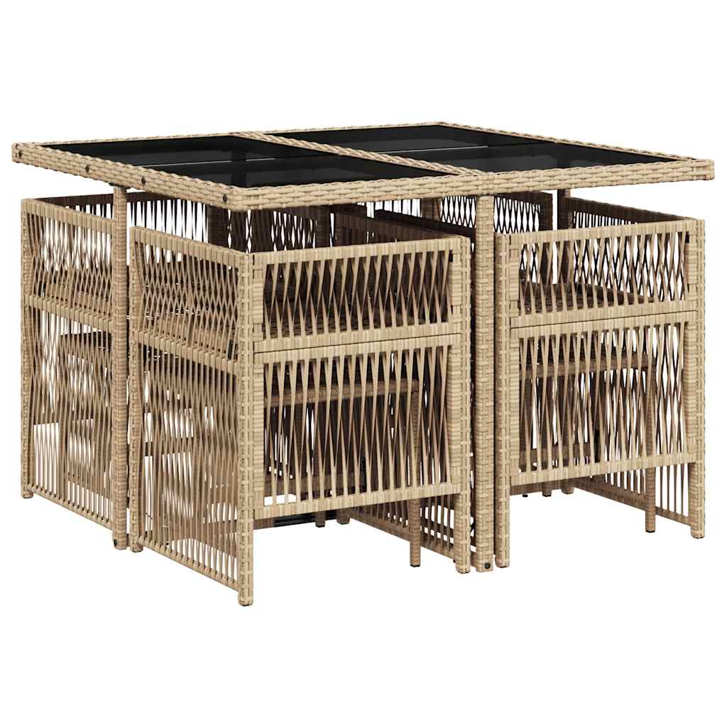 Ensemble à manger de jardin et coussins 9 pcs mélange beige