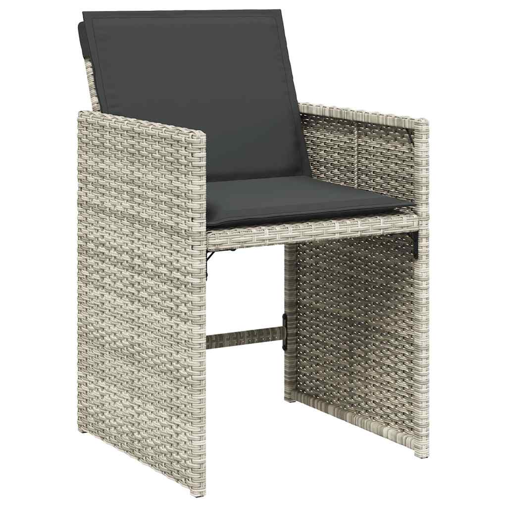 Ensemble à manger de jardin et coussins 7 pcs gris clair rotin