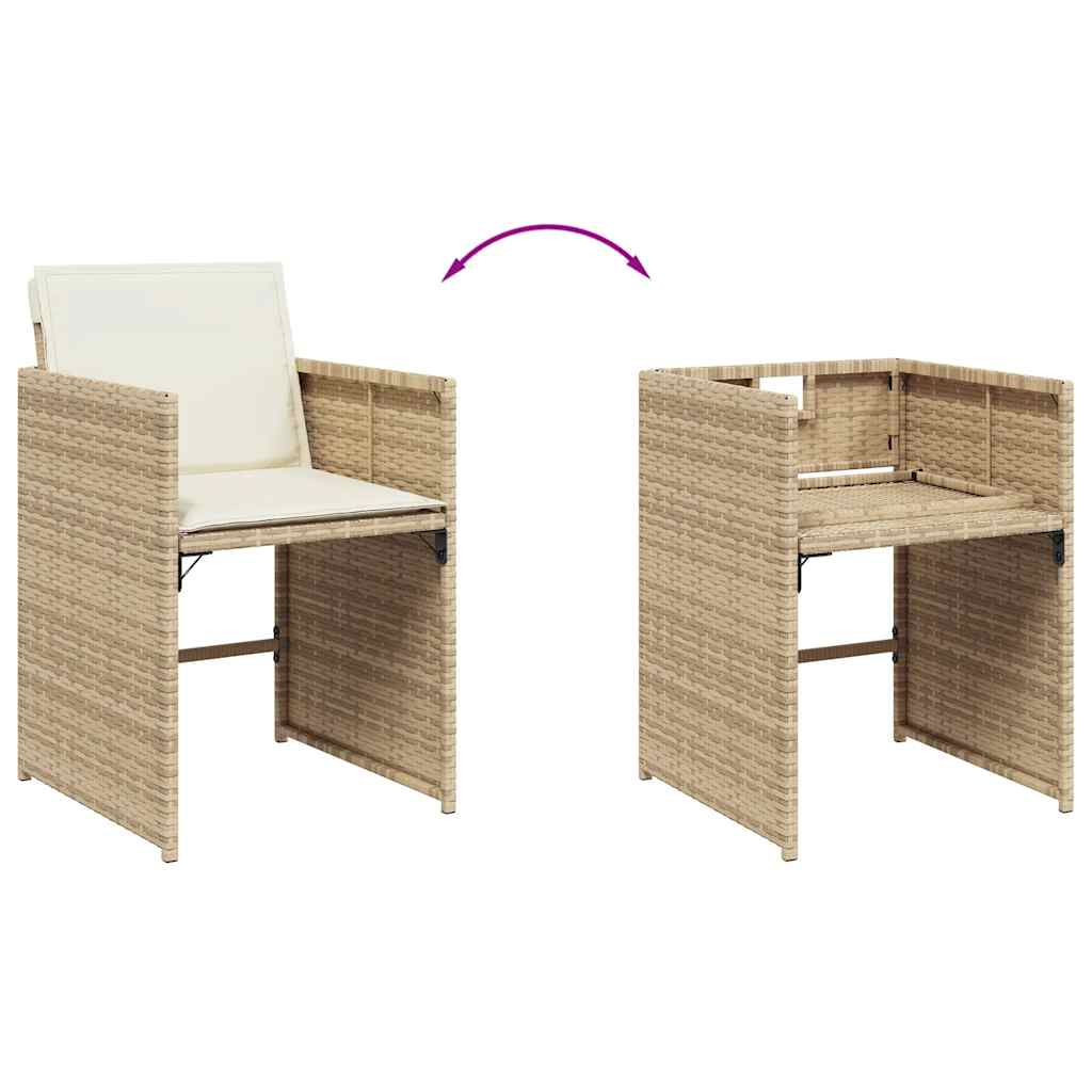 Ensemble à manger de jardin et coussins 7 pcs beige poly rotin