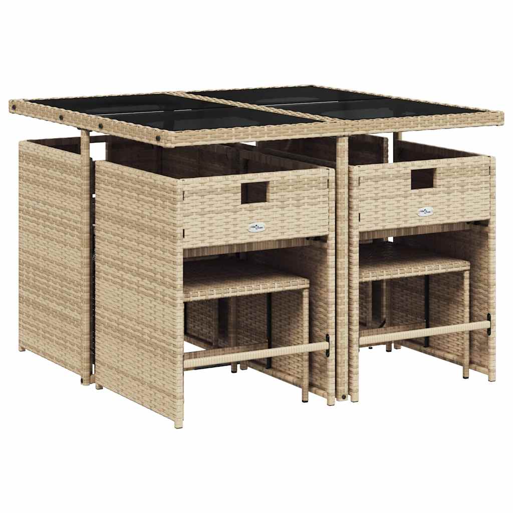 Ensemble à manger de jardin et coussins 9 pcs mélange beige