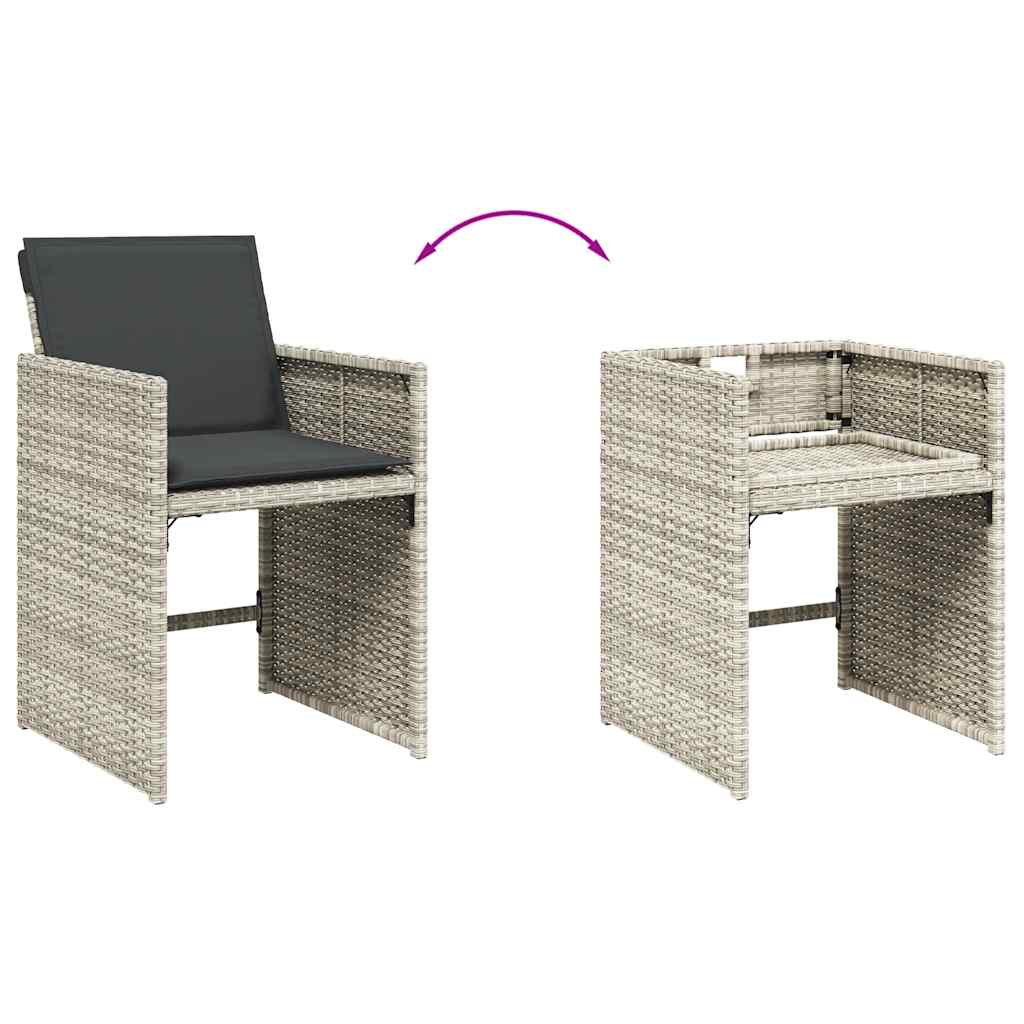 Ensemble à manger de jardin et coussins 9 pcs gris clair rotin