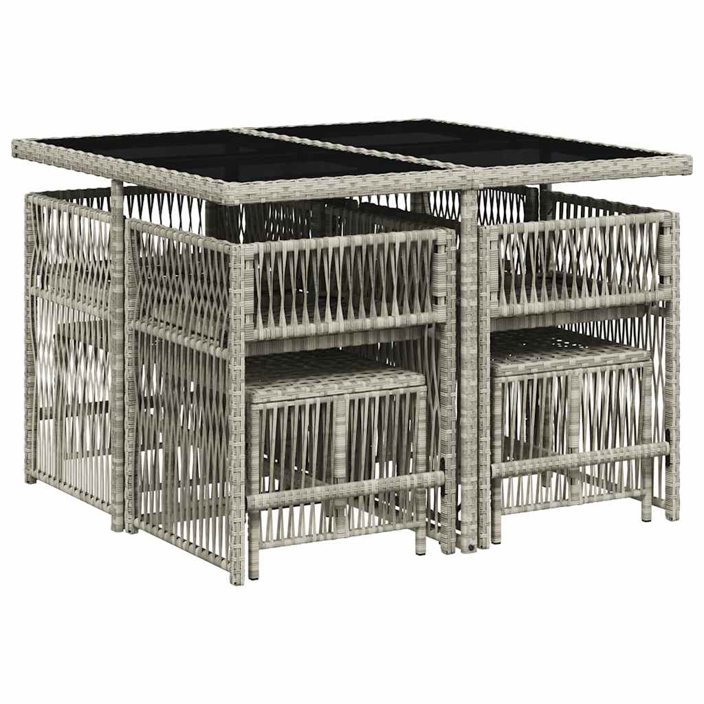 Ensemble à manger de jardin et coussins 9 pcs gris clair rotin