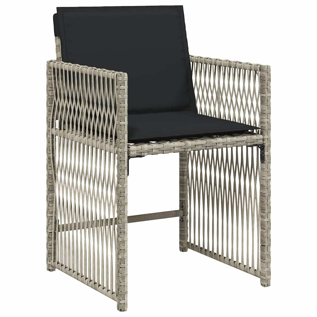 Ensemble à manger de jardin et coussins 9 pcs gris clair rotin