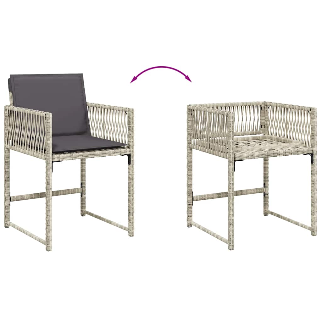 Ensemble à manger de jardin et coussins 9 pcs gris clair rotin