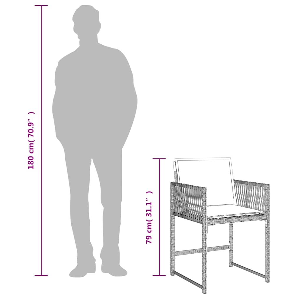 Ensemble à manger de jardin et coussins 9 pcs gris clair rotin