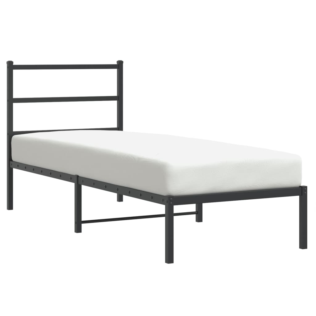 Cadre de lit métal sans matelas avec tête de lit noir 75x190 cm - XIOS