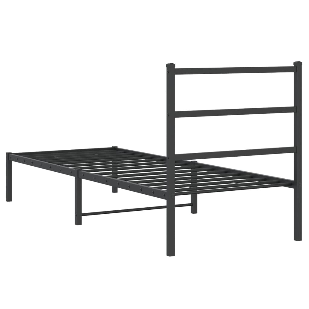 Cadre de lit métal sans matelas avec tête de lit noir 80x200 cm - XIOS