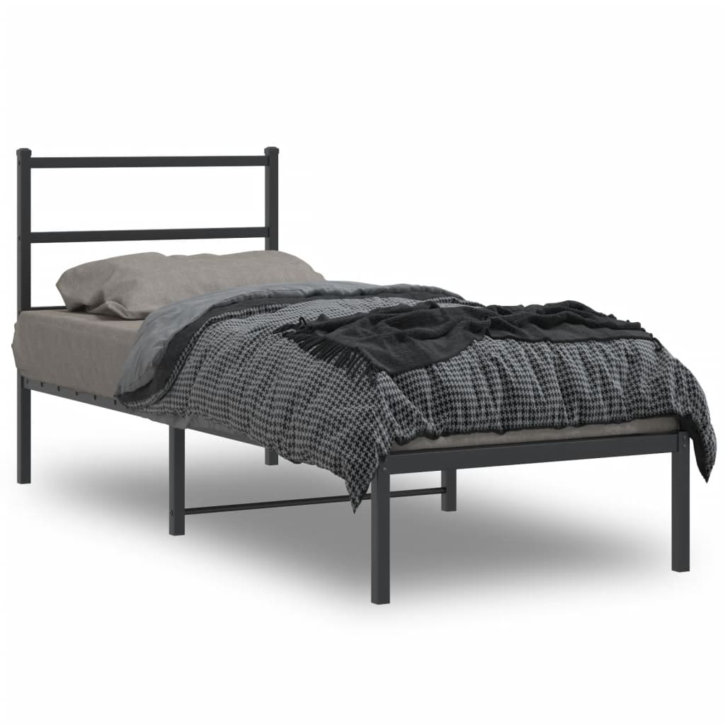 Cadre de lit métal sans matelas avec tête de lit noir 80x200 cm - XIOS
