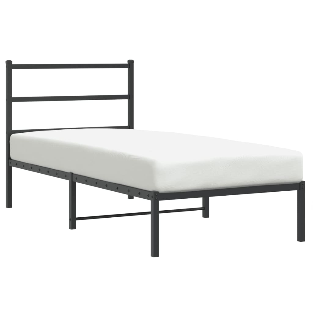 Cadre de lit métal sans matelas avec tête de lit noir 90x190 cm - XIOS