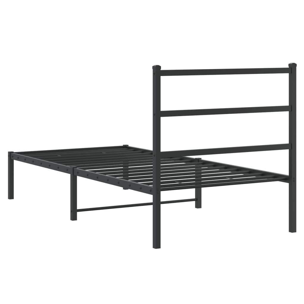 Cadre de lit métal sans matelas avec tête de lit noir 90x200 cm - XIOS