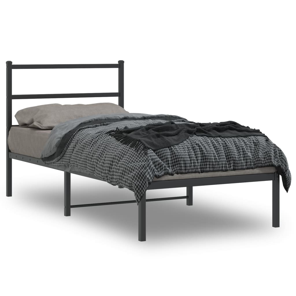 Cadre de lit métal sans matelas avec tête de lit noir 90x200 cm - XIOS