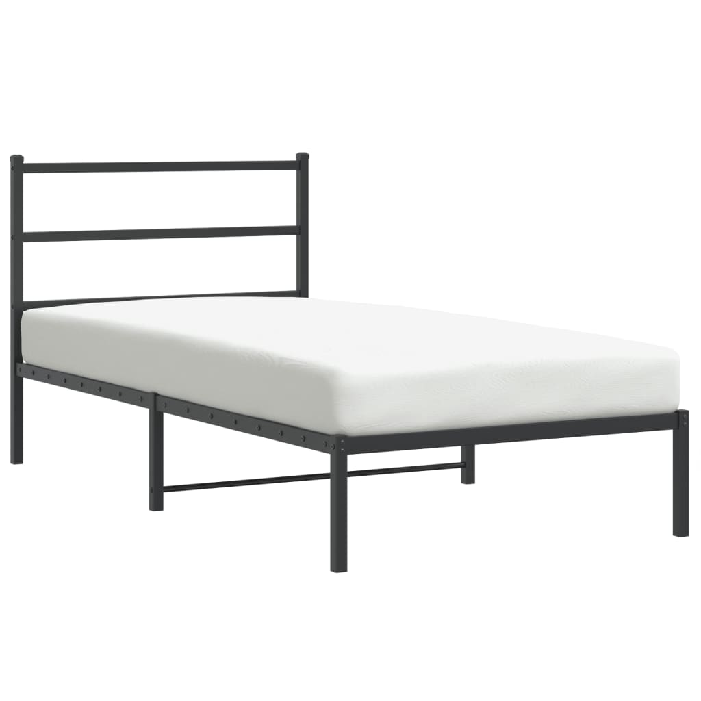 Cadre de lit métal sans matelas avec tête de lit noir 100x200cm - XIOS