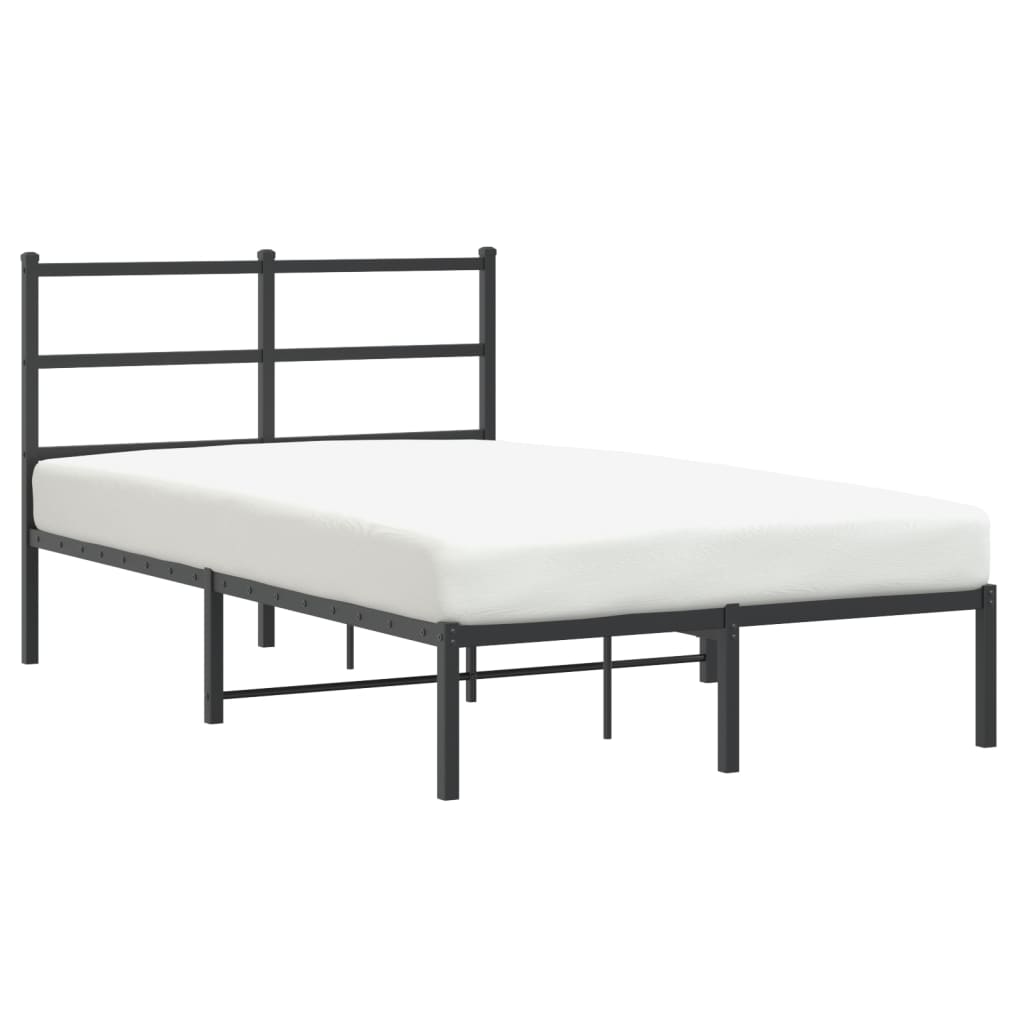 Cadre de lit métal sans matelas avec tête de lit noir 120x190cm - XIOS