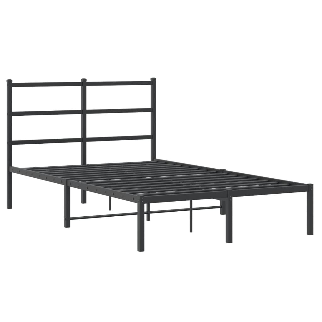 Cadre de lit métal sans matelas avec tête de lit noir 120x190cm - XIOS