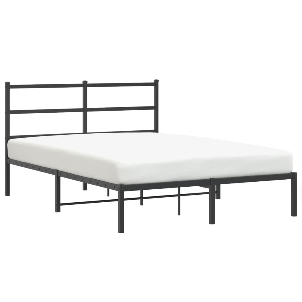 Cadre de lit métal sans matelas avec tête de lit noir 140x190cm - XIOS