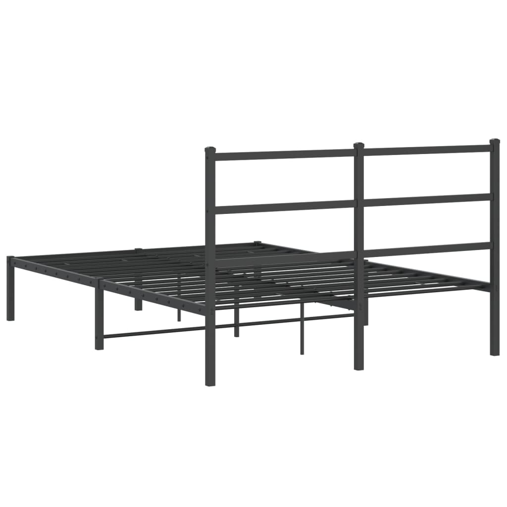 Cadre de lit métal sans matelas avec tête de lit noir 140x190cm - XIOS