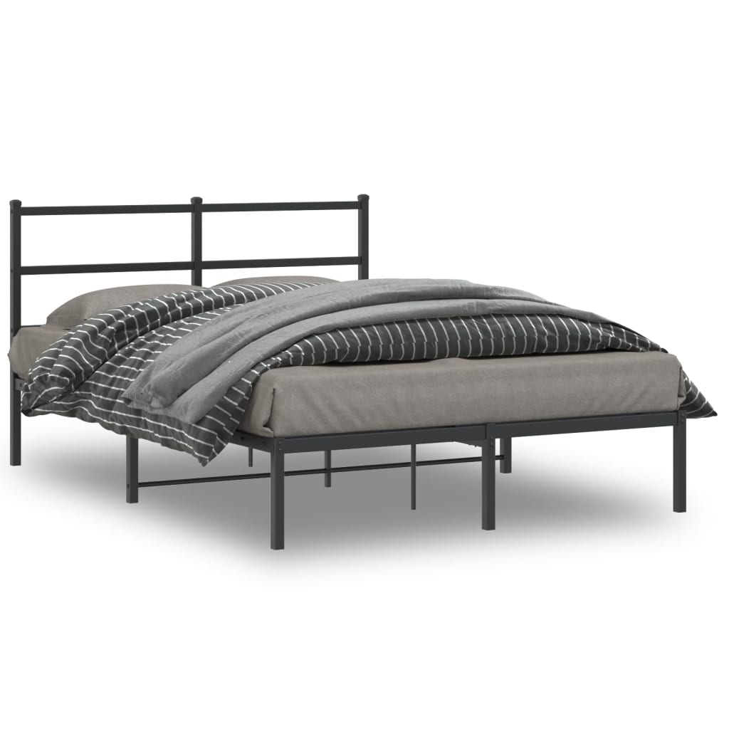 Cadre de lit métal sans matelas avec tête de lit noir 140x190cm - XIOS