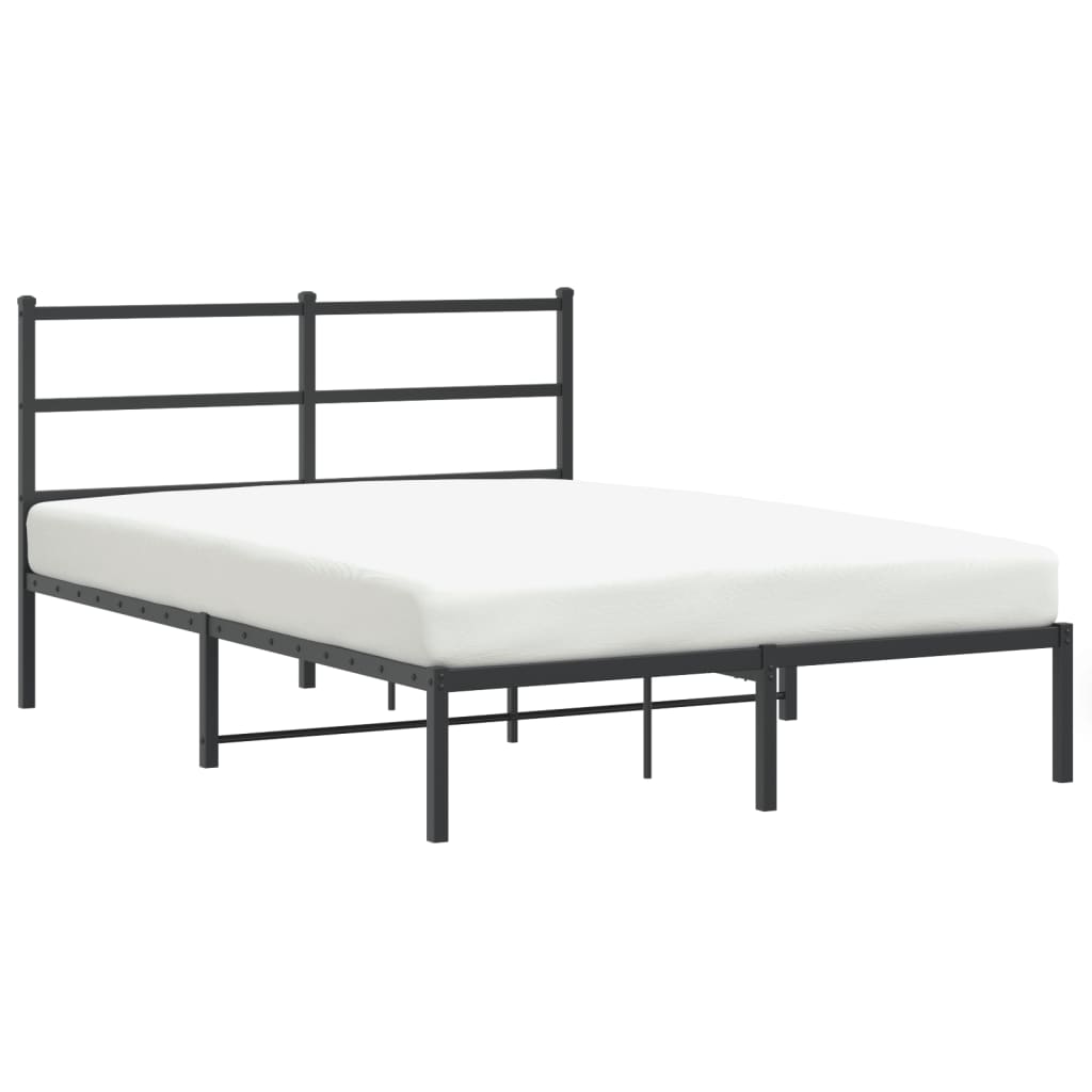 Cadre de lit métal sans matelas avec tête de lit noir 140x200cm - XIOS