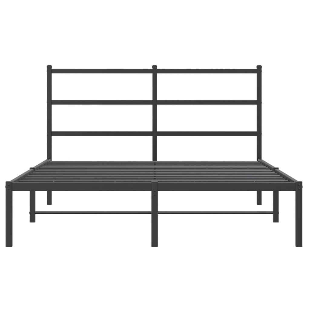 Cadre de lit métal sans matelas avec tête de lit noir 140x200cm - XIOS