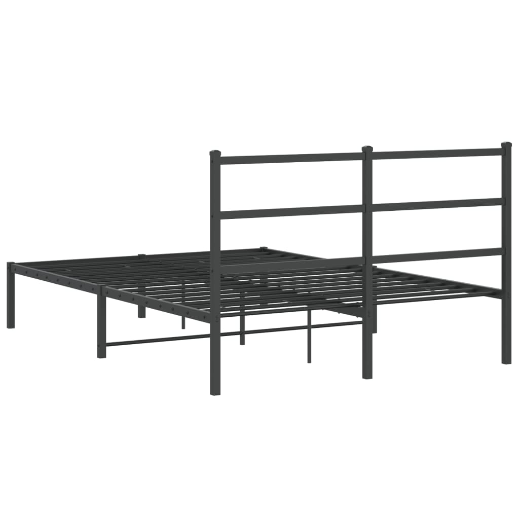 Cadre de lit métal sans matelas avec tête de lit noir 140x200cm - XIOS