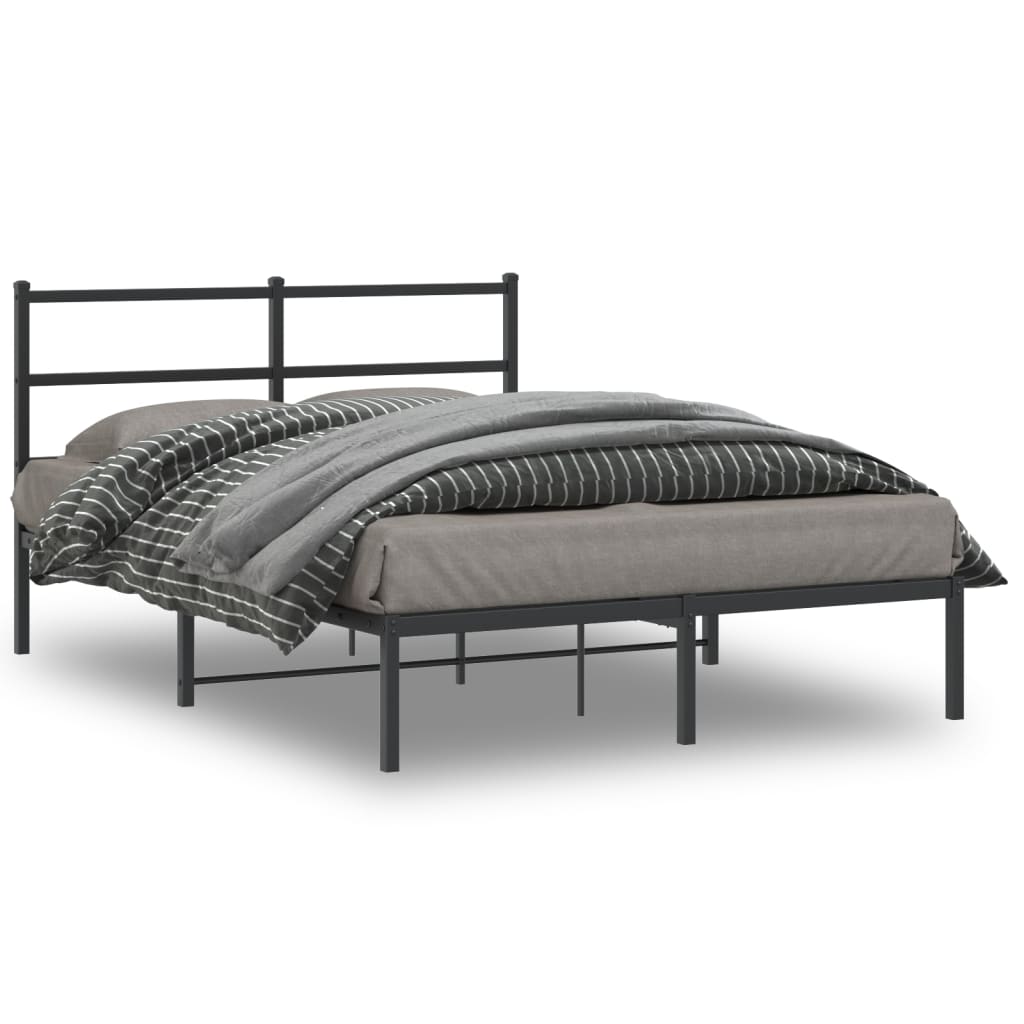 Cadre de lit métal sans matelas avec tête de lit noir 140x200cm - XIOS