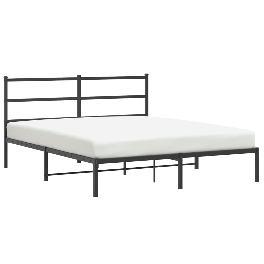 Cadre de lit métal sans matelas et tête de lit noir 160x200 cm - XIOS