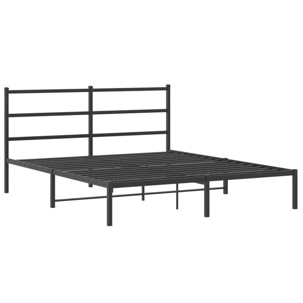 Cadre de lit métal sans matelas et tête de lit noir 160x200 cm - XIOS