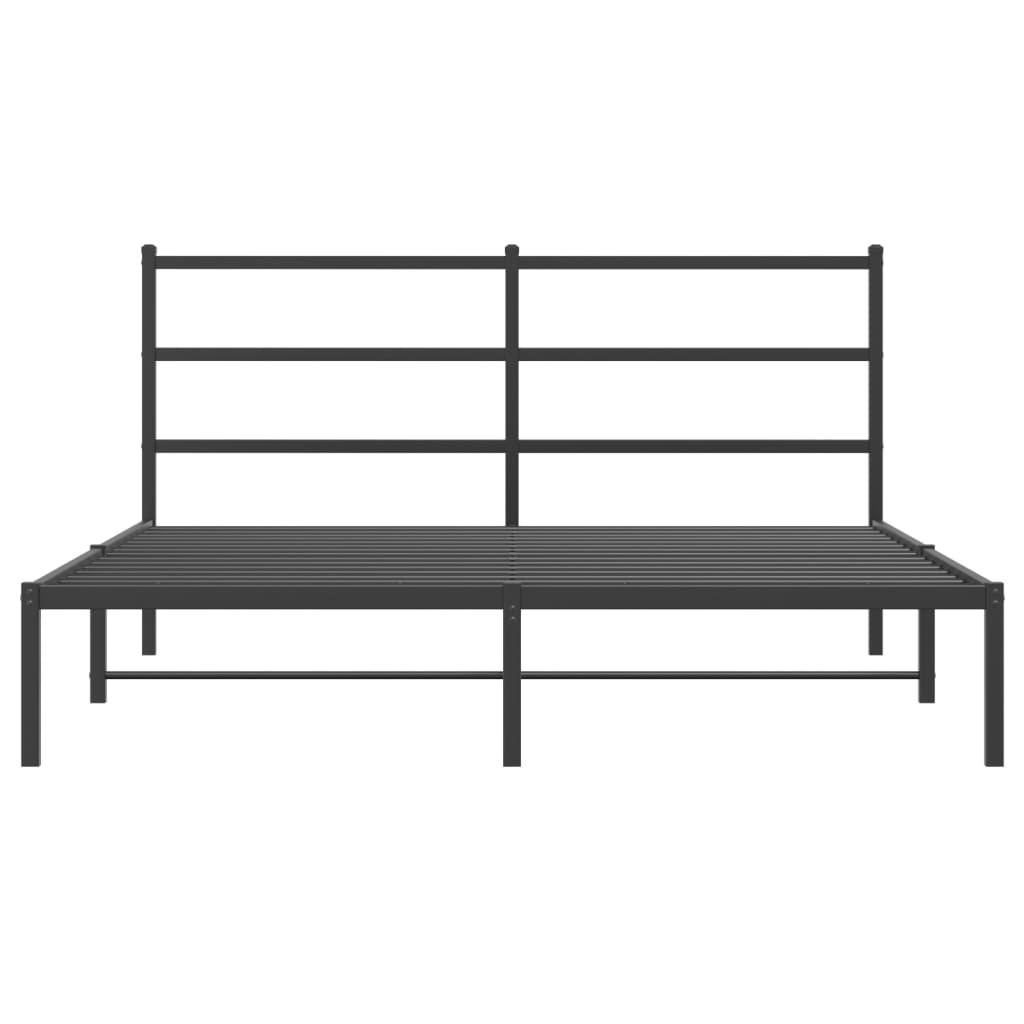 Cadre de lit métal sans matelas et tête de lit noir 160x200 cm - XIOS