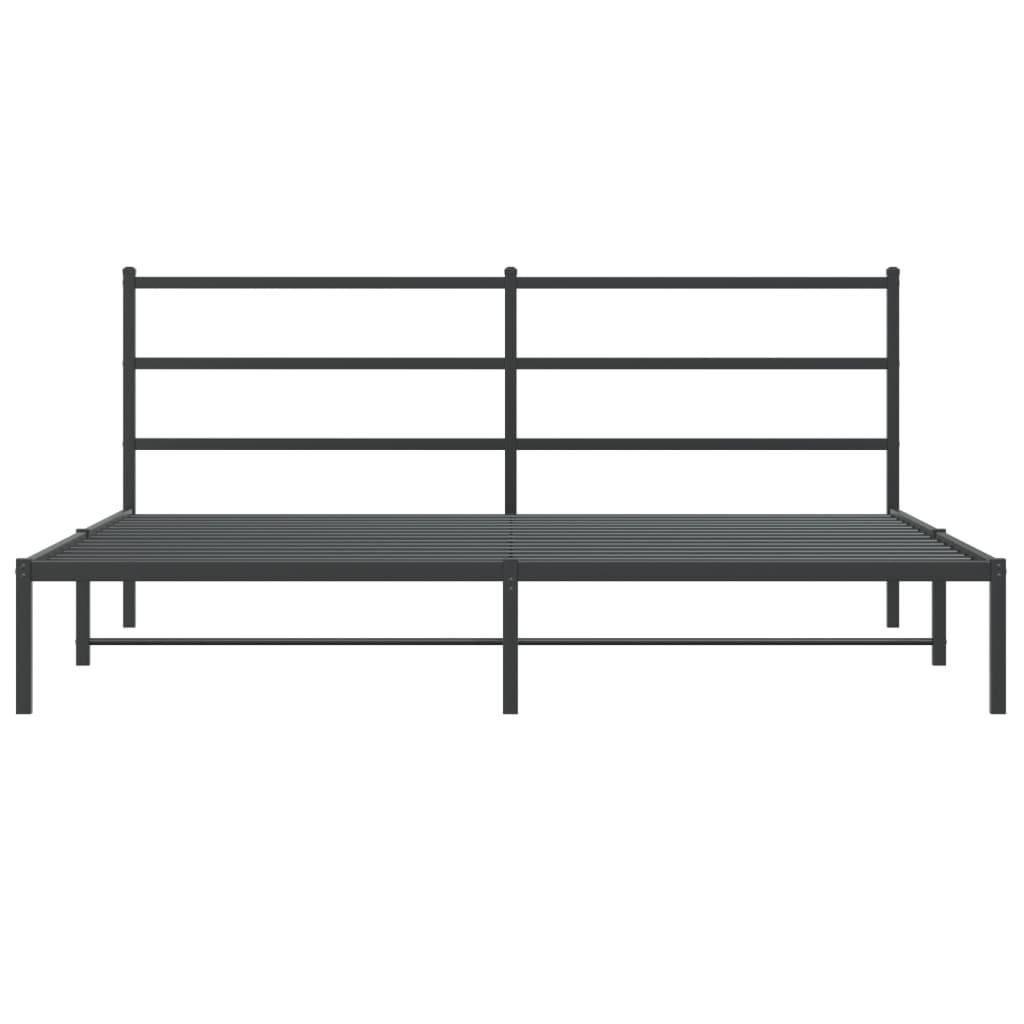 Cadre de lit métal sans matelas et tête de lit noir 180x200 cm - XIOS