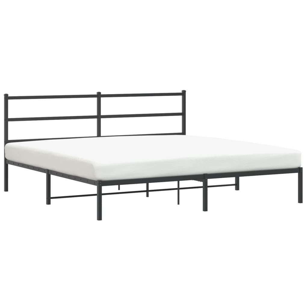 Cadre de lit métal sans matelas avec tête de lit noir 193x203cm - XIOS