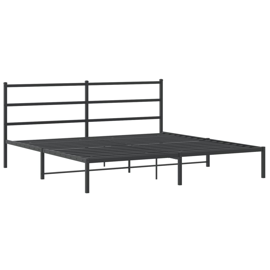 Cadre de lit métal sans matelas avec tête de lit noir 193x203cm - XIOS