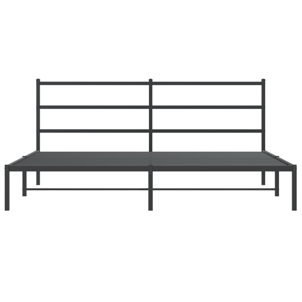 Cadre de lit métal sans matelas avec tête de lit noir 193x203cm - XIOS