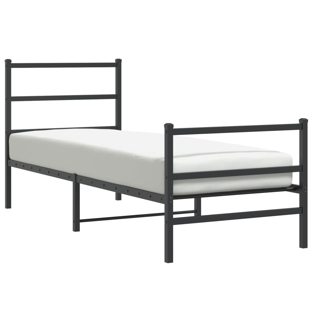 Cadre de lit métal sans matelas avec pied de lit noir 80x200 cm - XIOS