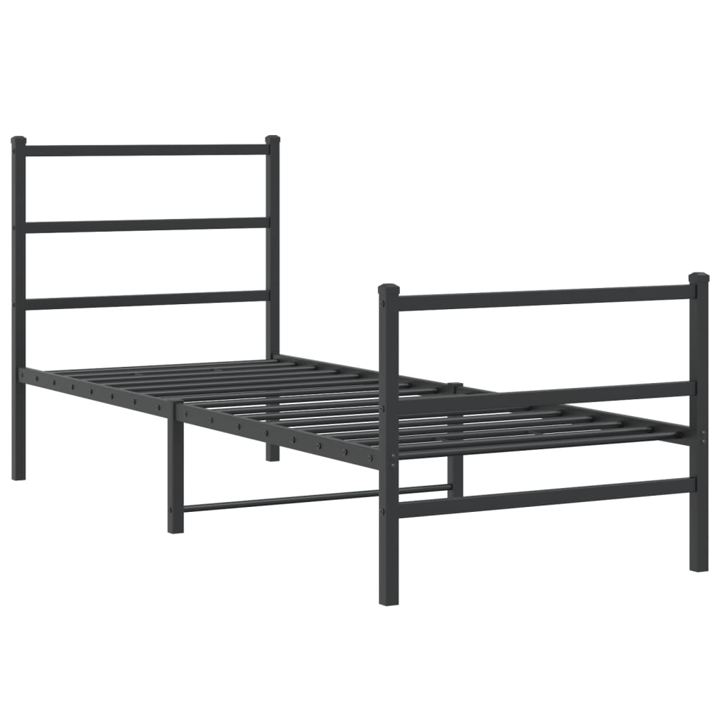 Cadre de lit métal sans matelas avec pied de lit noir 80x200 cm - XIOS