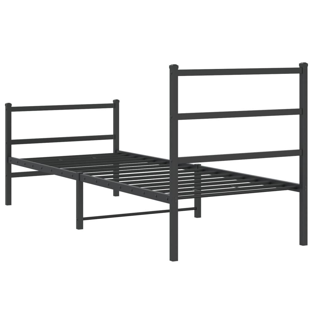 Cadre de lit métal sans matelas avec pied de lit noir 80x200 cm - XIOS