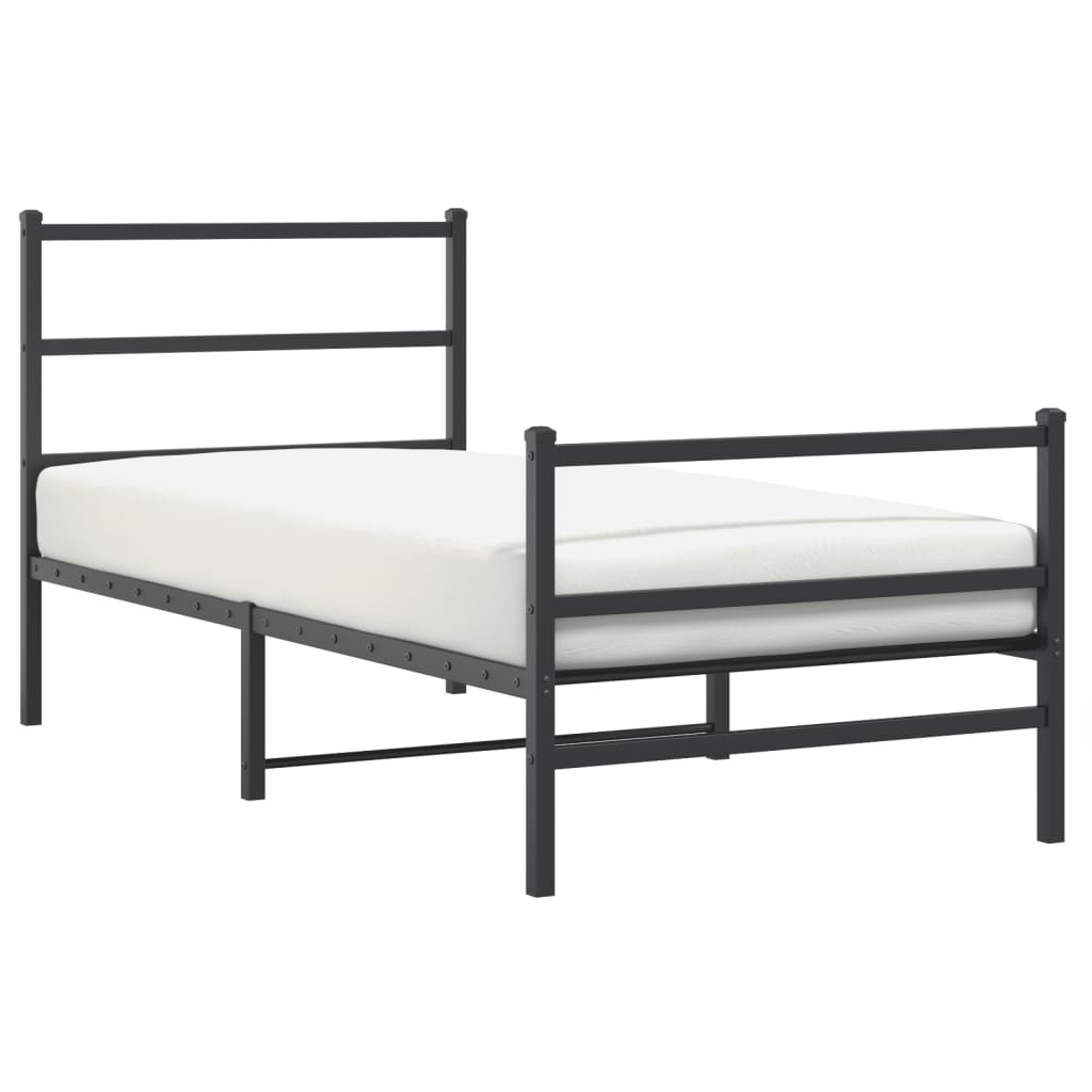 Cadre de lit métal sans matelas avec pied de lit noir 90x190 cm - XIOS
