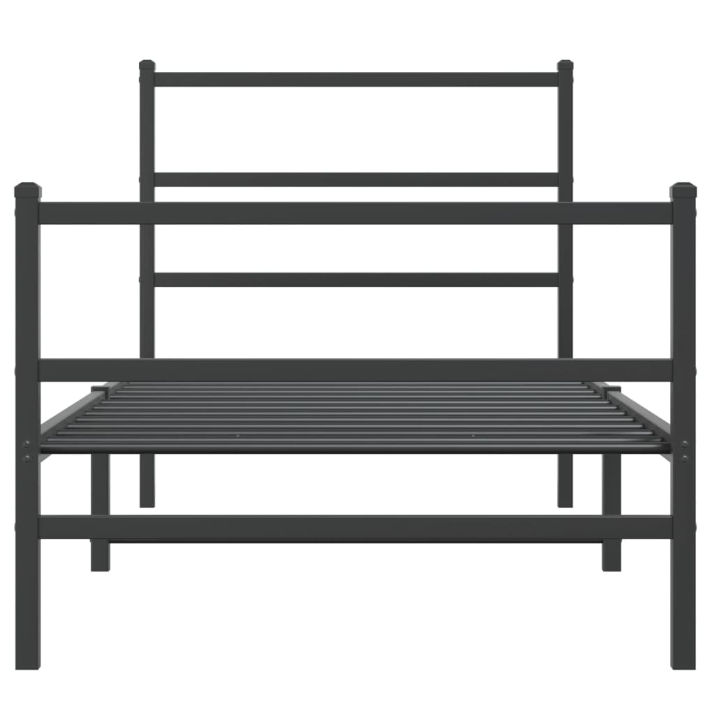 Cadre de lit métal sans matelas avec pied de lit noir 90x190 cm - XIOS